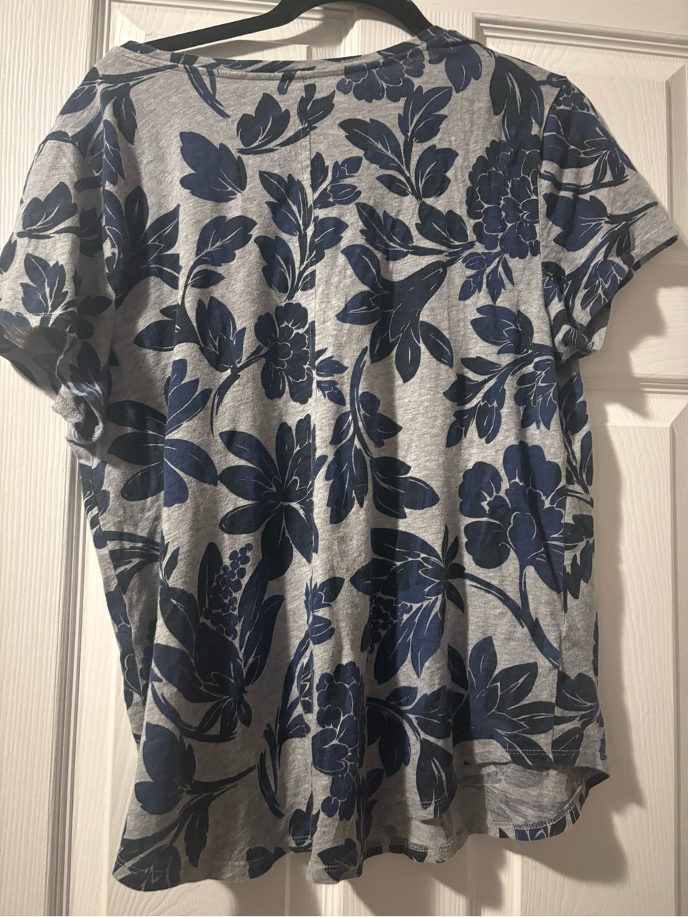 LOFT Gray Tee with Navy Floral Print